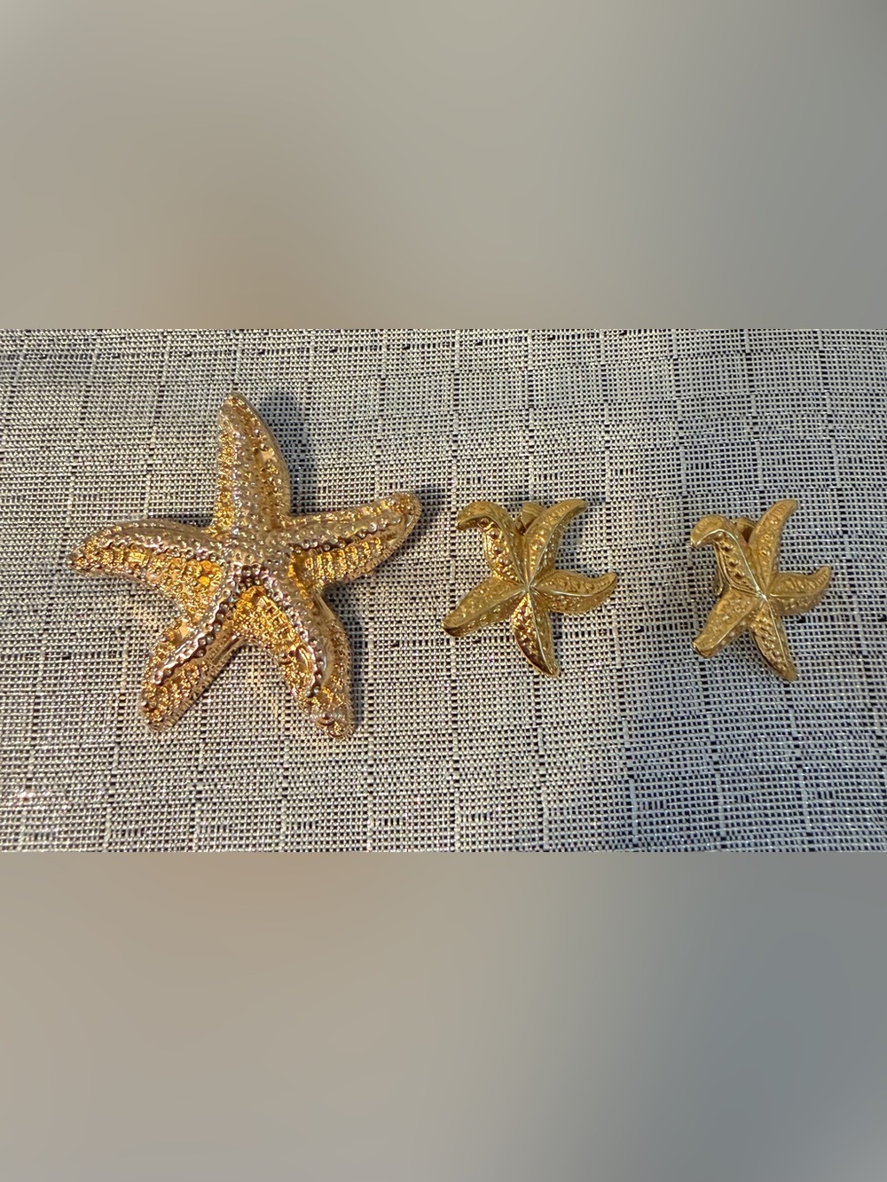 Gold Starfish Pin with Clip-on Earrings